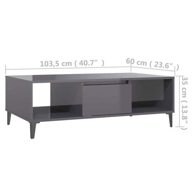 vidaXL Salontafel 103,5x60x35 cm bewerkt hout hoogglans grijs