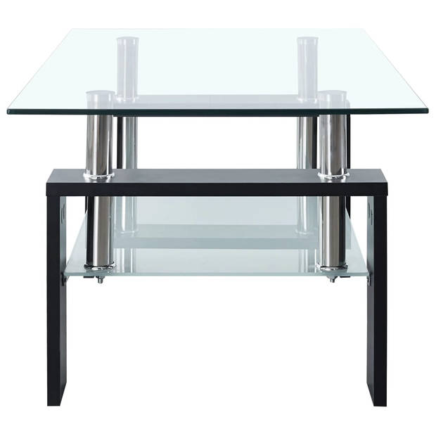 vidaXL Salontafel 95x55x40 cm gehard glas transparant en zwart