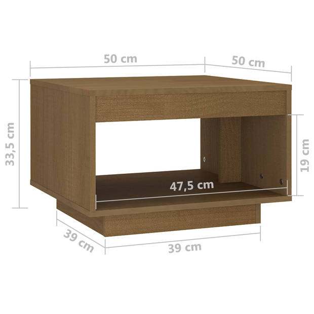 The Living Store - Salontafel - Hout - 50 x 50 x 33.5 cm - Honingbruin - Montage vereist