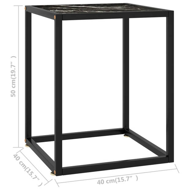 The Living Store Woonkamertafel - Salontafel - 40x40x50 cm - Gehard glas en gepoedercoat staal
