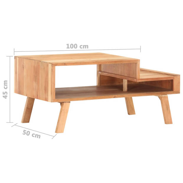 The Living Store Salontafel Massief Acaciahout - 100x50x45 cm - Met Opbergvak