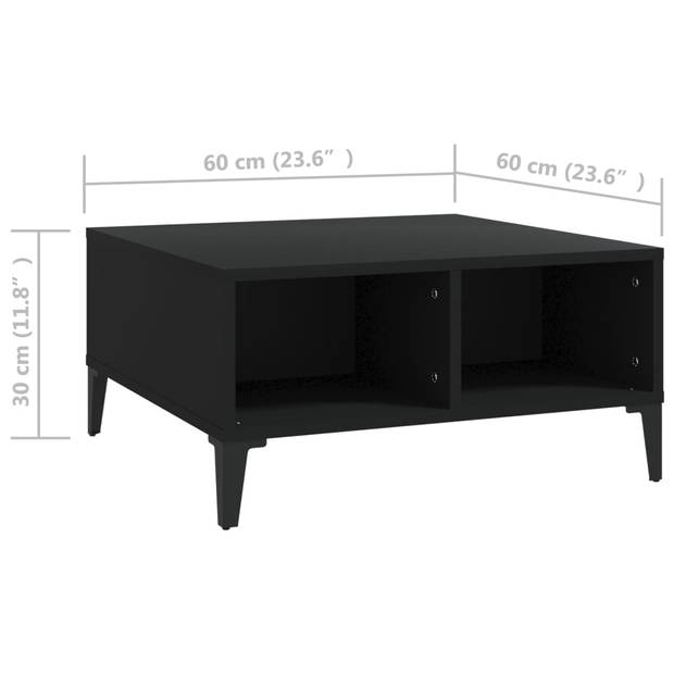 vidaXL Salontafel 60x60x30 cm bewerkt hout zwart