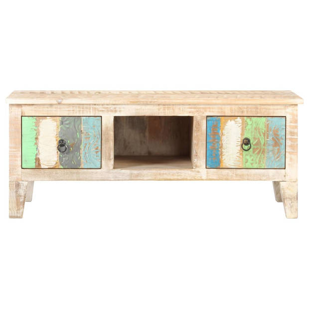 The Living Store Salontafel Acaciahout - 100 x 55 x 40 cm - Met gesneden bloemontwerp