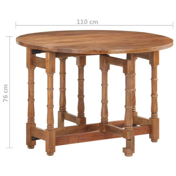 vidaXL Eettafel rond 110x76 cm massief mangohout