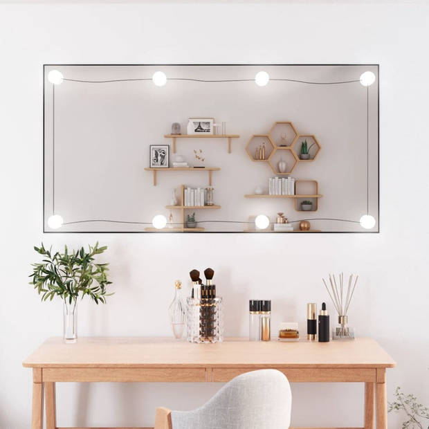 The Living Store Wandspiegel LED 50x100cm - Haken voor wandmontage - Heldere weerspiegeling - Verschillende kleurmodi -