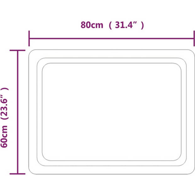 The Living Store Badkamerspiegel LED 60x80 cm - Waterdicht - Met USB-interface - Eenvoudige installatie - Glas - IP65 -