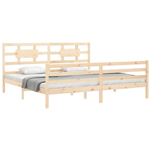 vidaXL Bedframe met hoofdbord massief hout 200x200 cm