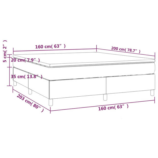 vidaXL Boxspring met matras stof taupe 160x200 cm