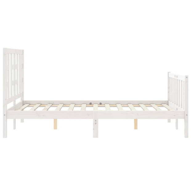 vidaXL Bedframe met hoofdbord massief hout wit