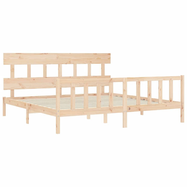 vidaXL Bedframe met hoofdbord massief hout 200x200 cm