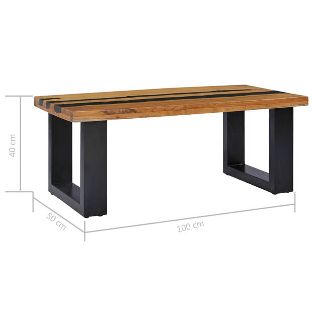 vidaXL Salontafel 100x50x40 cm massief teakhout en lavasteen