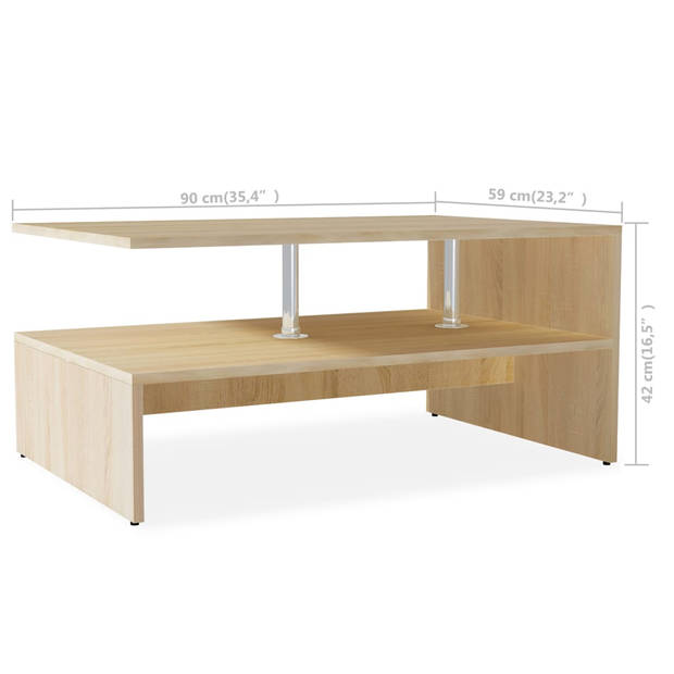 The Living Store Salontafel Modern Eiken - 90 x 59 x 42 cm - Stabiel en Duurzaam