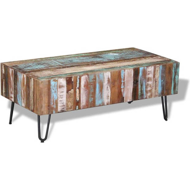 The Living Store Salontafel Antieke Stijl - 100x50x38 cm - Meerkleurig - Handgemaakt - Gerecycled Hout