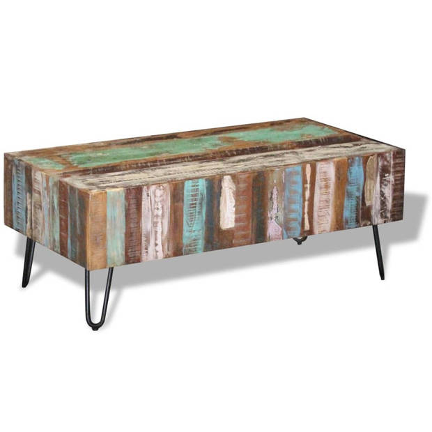 The Living Store Salontafel Antieke Stijl - 100x50x38 cm - Meerkleurig - Handgemaakt - Gerecycled Hout