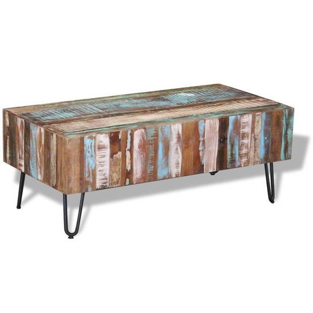 The Living Store Salontafel Antieke Stijl - 100x50x38 cm - Meerkleurig - Handgemaakt - Gerecycled Hout