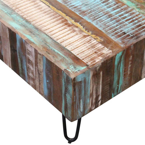 The Living Store Salontafel Antieke Stijl - 100x50x38 cm - Meerkleurig - Handgemaakt - Gerecycled Hout