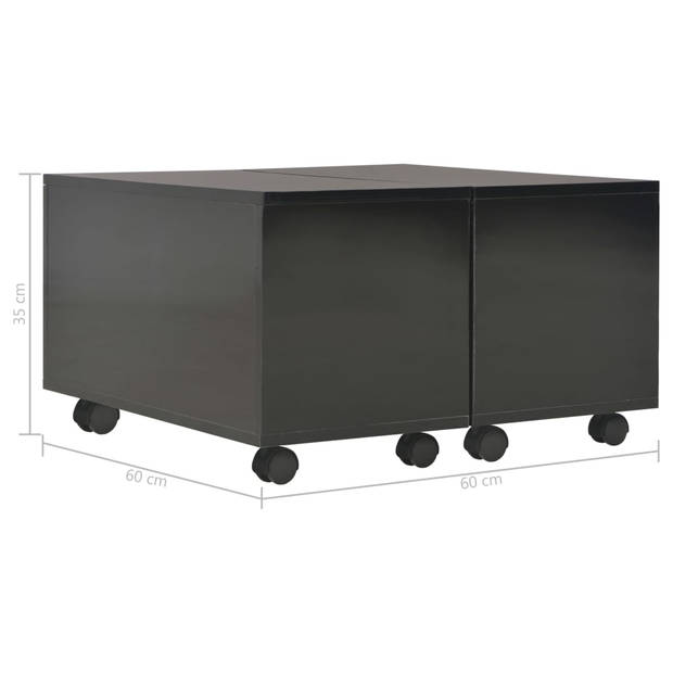 The Living Store Salontafel - Hoogglans - 60 x 60 x 35 cm - Verlengbaar