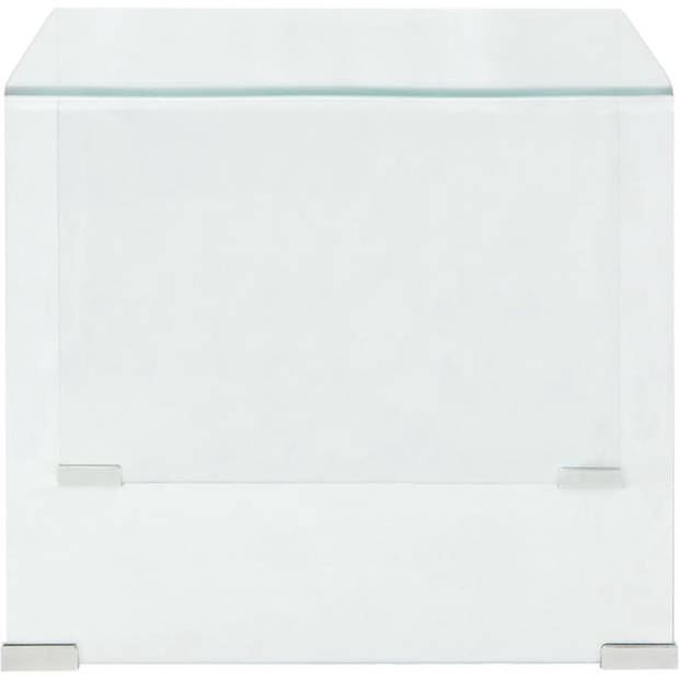 The Living Store Salontafel Gehard Veiligheidsglas - 49.5 x 50 x 45 cm - Transparant