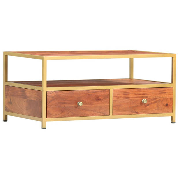 The Living Store Salontafel Hout - 90x50x40cm - Honingbruine afwerking