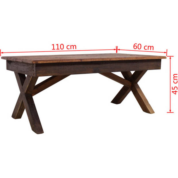 The Living Store Tafel Massief Gerecycled Hout - 110 x 60 x 45 cm - Vintage Stijl