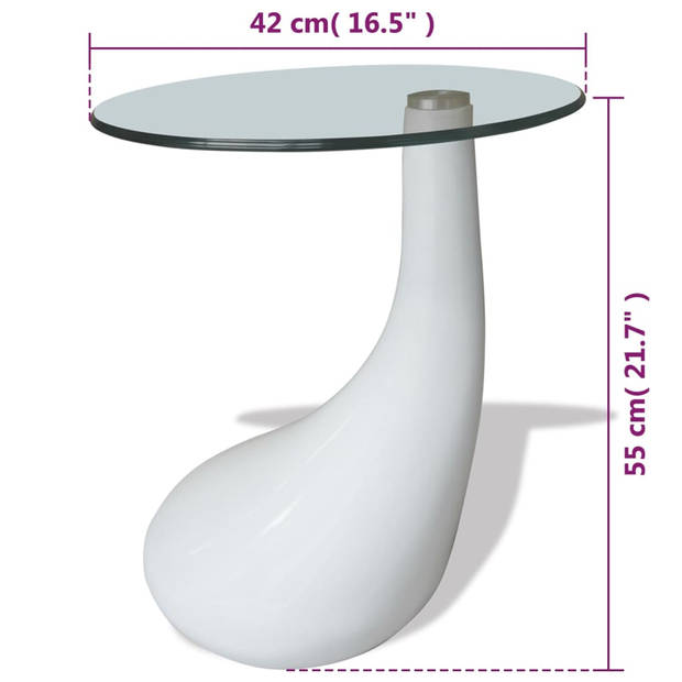 The Living Store Salontafel Waterdruppel - 42 cm Diameter - Hoogglans wit