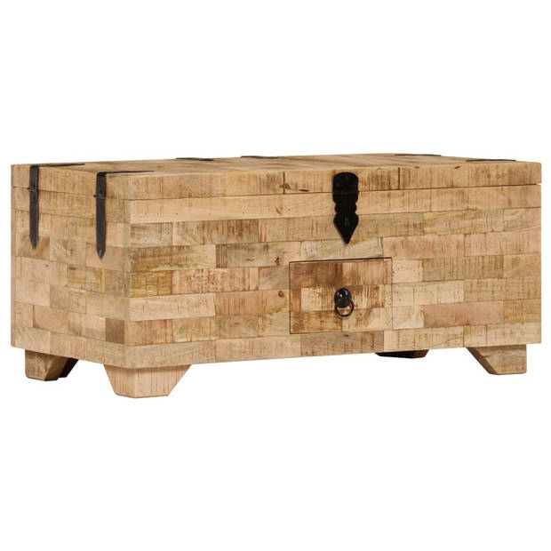 The Living Store Salontafel Mangohout - 80x40x35 cm - Met opbergvakken en lade