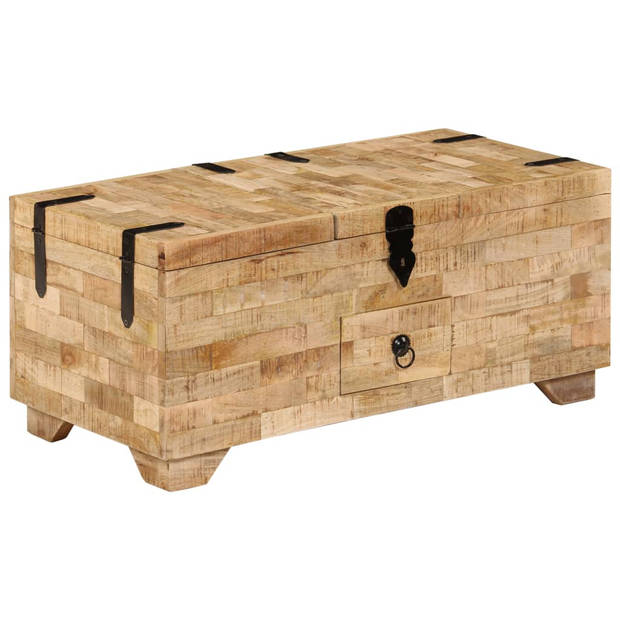 The Living Store Salontafel Mangohout - 80x40x35 cm - Met opbergvakken en lade