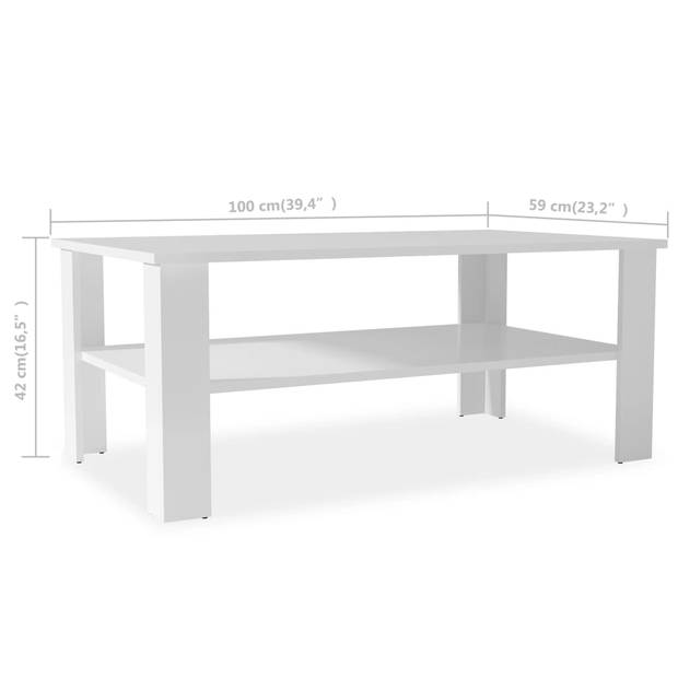 The Living Store Salontafel - Matwit - 100 x 59 x 42 cm - Spaanplaat en PVC-randen