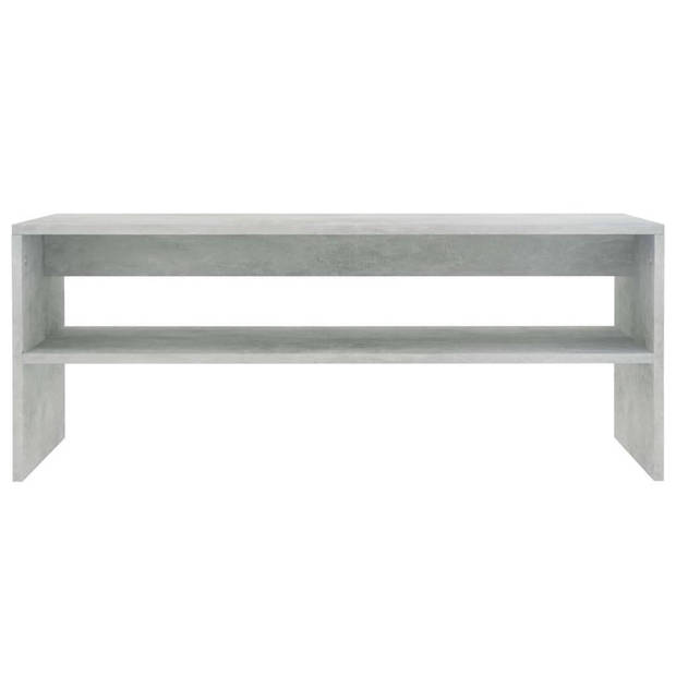 The Living Store Salontafel Betongrijs 100x40x40 cm - Bewerkt Hout Met Schap