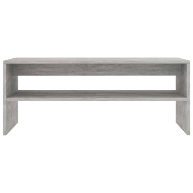 The Living Store Salontafel Betongrijs 100x40x40 cm - Bewerkt Hout Met Schap