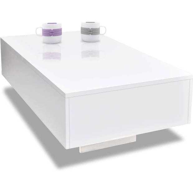 The Living Store Salontafel - Wit Hoogglans - Rechthoekig - 85x55x31 cm - MDF