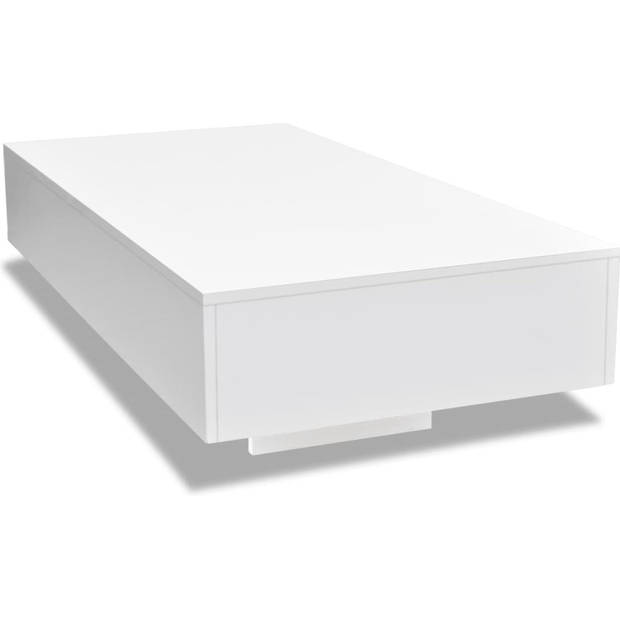 The Living Store Salontafel - rechthoekig - hoogglans - wit - 115x55x31 cm