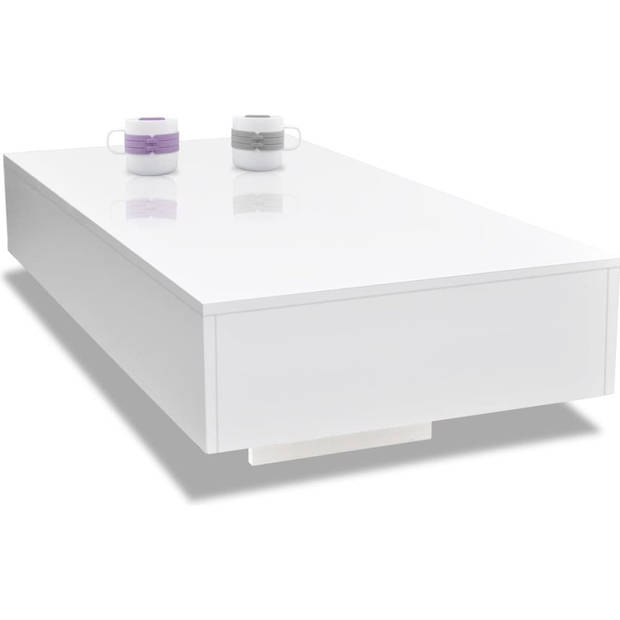 The Living Store Salontafel - rechthoekig - hoogglans - wit - 115x55x31 cm