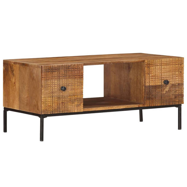 The Living Store Salontafel Industriële Stijl 90x45x40 cm - Massief Mangohout - Staal