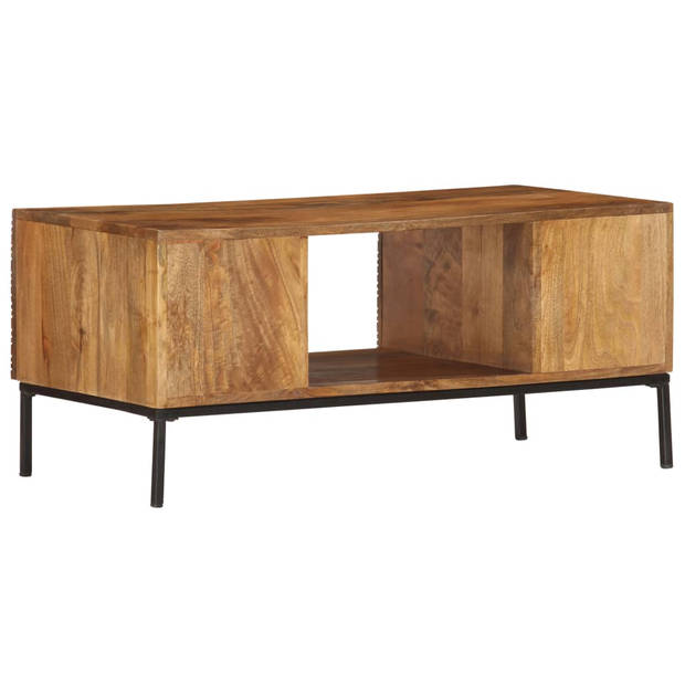 The Living Store Salontafel Industriële Stijl 90x45x40 cm - Massief Mangohout - Staal