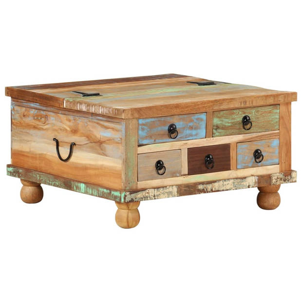 The Living Store Salontafel Industriële Stijl - 70 x 70 x 38 cm - Gerecycled Hout