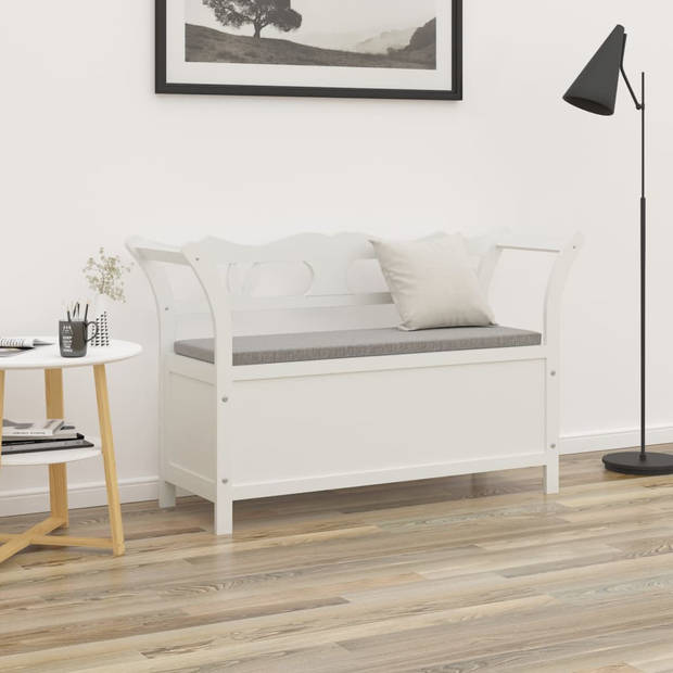 The Living Store Bank White s - Bench - 107 x 45 x 75.5 cm - Solid Pine Wood - Storage - Backrest and Armrests - Easy