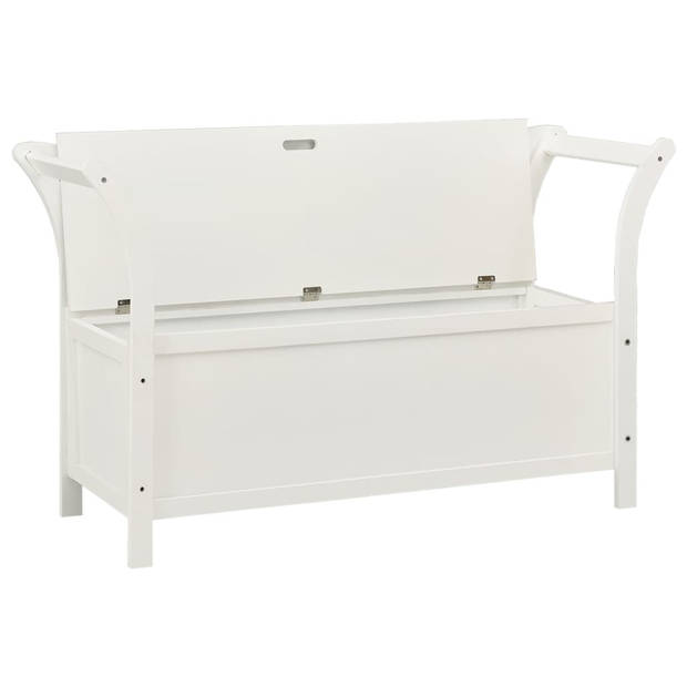 The Living Store Bank White s - Bench - 107 x 45 x 75.5 cm - Solid Pine Wood - Storage - Backrest and Armrests - Easy