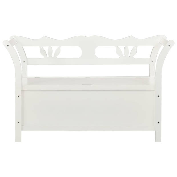 The Living Store Bank White s - Bench - 107 x 45 x 75.5 cm - Solid Pine Wood - Storage - Backrest and Armrests - Easy