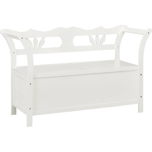 The Living Store Bank White s - Bench - 107 x 45 x 75.5 cm - Solid Pine Wood - Storage - Backrest and Armrests - Easy