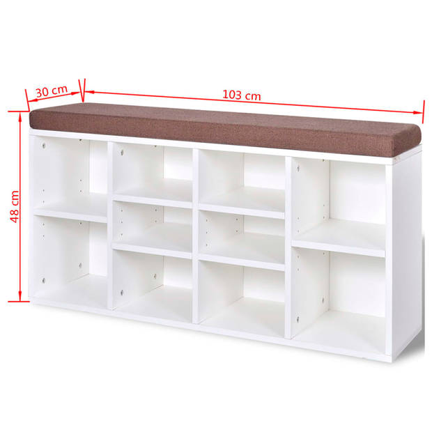 The Living Store Schoenenkast - 103 x 30 x 48 cm - Stijlvol design met 10 vakken - Hoogwaardige materialen -