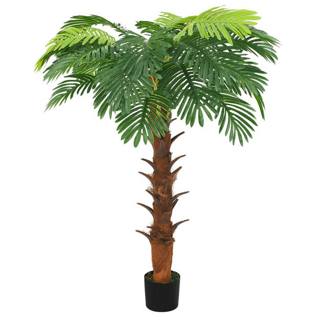 The Living Store Cycaspalm Kunstplant - 150-160 cm - Gedetailleerde bladeren - Nooit verwelkend - Groen - Massief hout