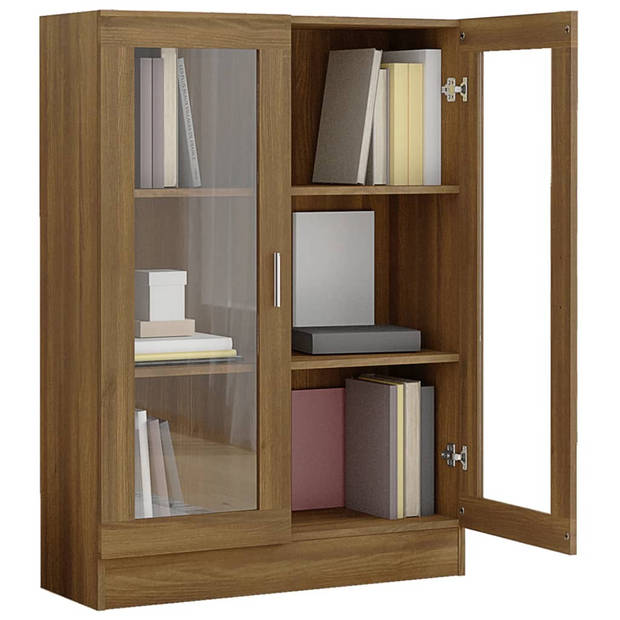 The Living Store Vitirnekast - Boekenkasten - Materiaal Bewerkt Hout en Glas - Afmetingen 82.5 x 30.5 x 115 cm - Kleur