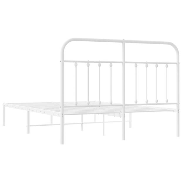 vidaXL Bedframe met hoofdbord metaal wit 140x200 cm