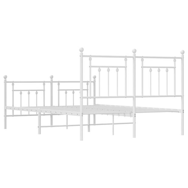 vidaXL Bedframe met hoofd- en voeteneinde metaal wit 150x200 cm