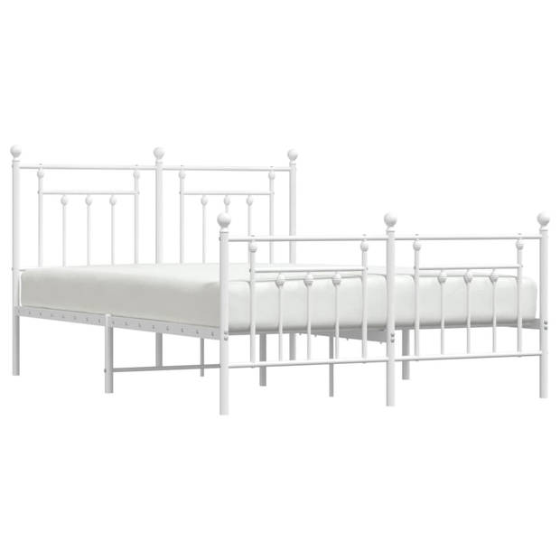 vidaXL Bedframe met hoofd- en voeteneinde metaal wit 150x200 cm