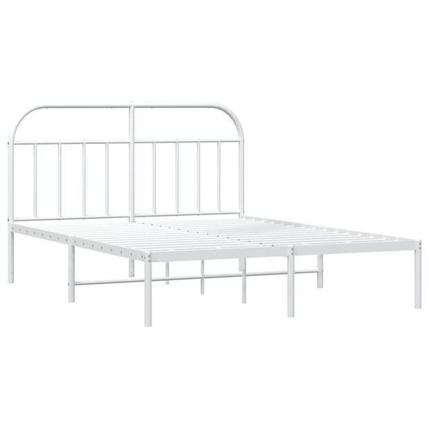 vidaXL Bedframe met hoofdbord metaal wit 160x200 cm