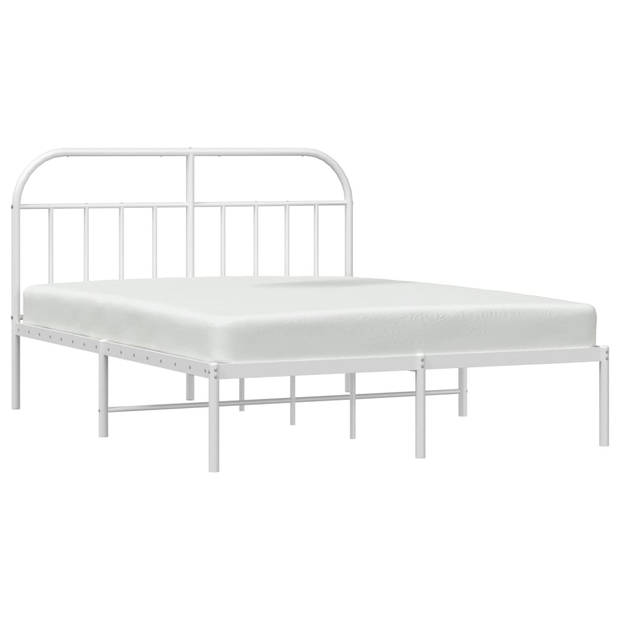 vidaXL Bedframe met hoofdbord metaal wit 160x200 cm