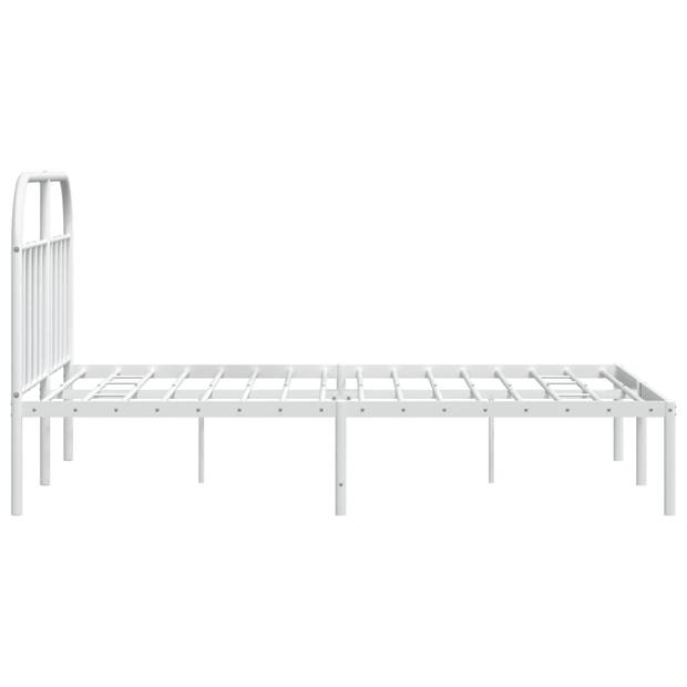 vidaXL Bedframe met hoofdbord metaal wit 160x200 cm