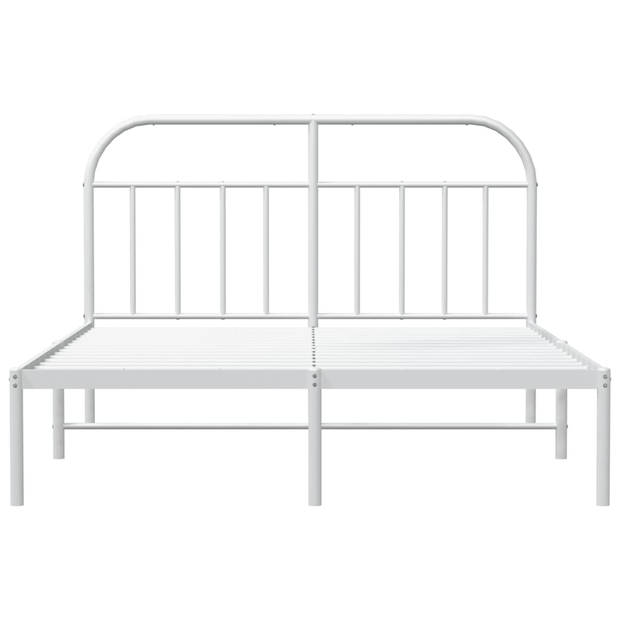 vidaXL Bedframe met hoofdbord metaal wit 160x200 cm